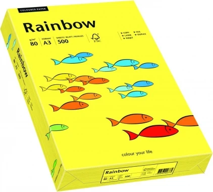 Papier ksero ekologiczny Rainbow, A3, 80g/m2, 500 arkuszy, słoneczny żółty (R14)